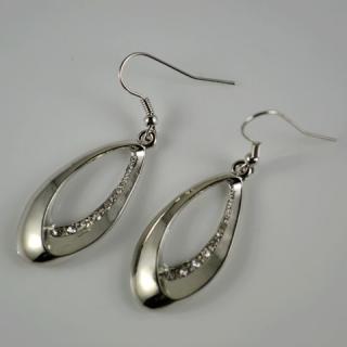 Pair of Rhinestone Embellished Women's Openwork Earrings 