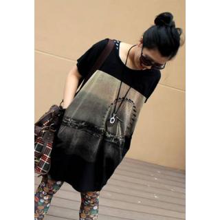 Casual Beautiful Ferris Wheel Printing Women's Long T-Shirt