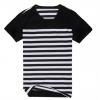 Refreshing Round Collar Layered Sttripe Splicing Polyester Men's Short T-Shirt 