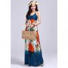 Greek Style V-Neck Halter Design Floral Print Women's Maxi Dress 