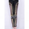 Alluring Sequin Embellished Openwork Mesh Voile Splice Fitted Women's Leggings 