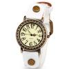 Quartz Watch with 12 Arabic Numbers Indicate Leather Watch Band for Unisex (White)