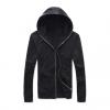 New Style Simple Men' s Faux Leather Embellished Zipper Hooded Coat 