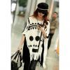 Stylish Style Scoop Neck Skull Print Batwing Sleeve Women's Spring Blouse