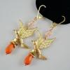 Pair of Faux Gem and Birds Shape Pendant Embellished Women's Earrings 
