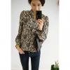 Elegant Polo Neck Baroque Palace Printing Chiffon Women's Blouse