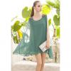 Elegant Bead Epaulet Embellished Solid Color Sleeveless Loose Fit Women's Chiffon Dress 