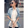 Plus Size Leopard Print Chiffon Splicing Denim Women's Shirt