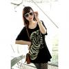 Relaxed Scoop Neck Zebra Print Batwing Short Sleeve Women's T-Shirt