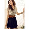 Sweet Splicing Color Polka Dot Backless Chiffon Women's Dress