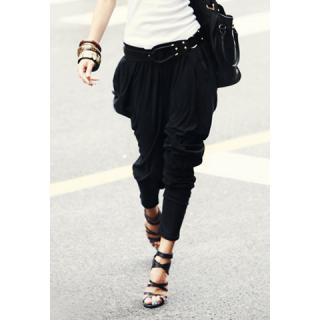 Casual Solid Color Elastic Waist Cotton Blend Women's Knickerbockers