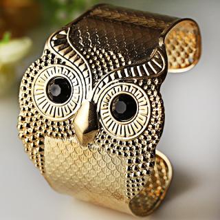 Chic Owl Pattern Zinc Alloy Base Bracelet Wrist Ornament Hand Decor (Gold)