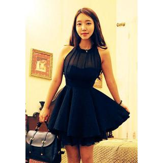 Stunning Solid Color Beam Waist Irregular Hem Chiffon Women's Dress