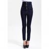 Slimming High Waist Solid Color Stud Embellished Denim Women's Pencil Pants