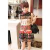 Vintage Stand Neck Abstract Print Narrow Waist Sleeveless Women's Summer Dress 