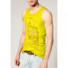 Casual Printed Scoop Neck Yellow Men' s Vest