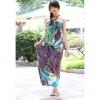 Bohemian Halterneck Blocking Color Abstract Print Women's Dress
