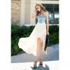 Slim Fit Irregular Hem Denim Splicing Chiffon Strapless Women's Dress