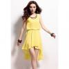 Modern Style High-Low Hem Solid Color Sleeveless Women's Chiffon Dress 
