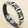 Simple Openwork Alloy Embellished Men's Cowhide Bracelet