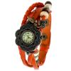 Visec Quartz Watch with 12 Numbers Indicate Leather Watchband for Women (Orange)