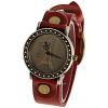 Miler Quartz Watch with Tower Patterned Round Dial Leather Watchband for Women - Red