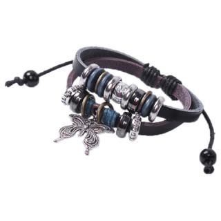 Fashion Butterfly Pendant Women/Men's PU Leather Bracelet