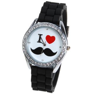 Quartz Watch with 4 Diamonds Dots Indicate Rubber Watchband for Women