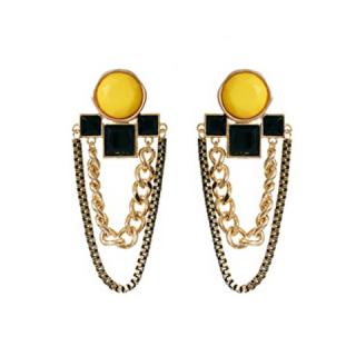 Pair of Fashion Gemstone Embellished Long Tassels Women's Alloy Earrings