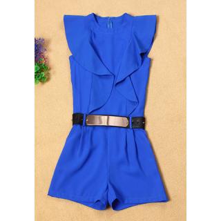 Scoop Neck Sleeveless Flounce Edge Fashionable Style Chiffon Women's Jumpsuit
