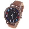 Caite Quartz Watch with Number and Colorful Dots Hour Marks Leather Watchband for Men - Brown