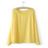 Plus Size Long Sleeve Chiffon Yellow Women's T-Shirt