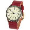 Miler Quartz Watch with 1 Triangle and Strips Hour Marks Leather Watchband for Women - Red