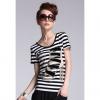 Slim Fit Scoop Neck Rhinestone Decorated High Heel Pattern Women's T-Shirt