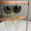 Pair of Exquisite Fan Shaped Long Tassels Women's Alloy Earrings
