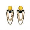 Pair of Fashion Gemstone Embellished Long Tassels Women's Alloy Earrings