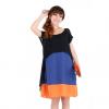 Plus Size Color Matching Short Sleeve Women's Chiffon Summer Dress