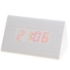 012-12 Cute Red Numeral LED Light White Wooden Triangle Clock