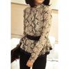 Scoop Neck Long Sleeves Chiffon Special Print Casual Style Women's Blouse