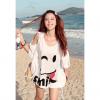 Cut Out Sleeves Scoop Neck Plus Size Casual Style Cotton Blend Women's T-Shirt