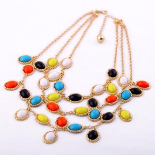 Exquisite Multi-Layered Candy Color Pendant Women's Alloy Necklace