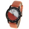 CTUSS Quartz Watch with Dots Indicate Leather Band for Women (Orange)