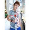 Vintage Star And Stripe Print Fitting Color Block Denim Vest For Men