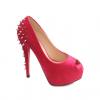 Club Rivets and Stiletto Heel Design Women's Suede Peep Toed Shoes 