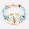 Chic Style Alloy Circle Decorated Women's Knitted Leather Bracelet 