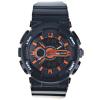 Alike Waterproof Rubber Band Double Movt Watches with Green LED Display and Strips Time Round Shaped - Orange