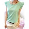 Simplicity Style Scoop Neck Multi-Layered Solid Color Ruffled Sleeves Polyester Women's Blouse 
