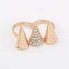 Chic Style Rhinestone Decorated Pyramidal Shape Two Finger Ring For Women