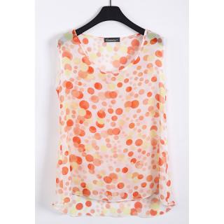 Refreshing Balloon Printing White Chiffon Women's Vest