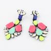 Pair of Vivid Rhinestoned Women's Splicing Color Gemstone Embellished Earrings